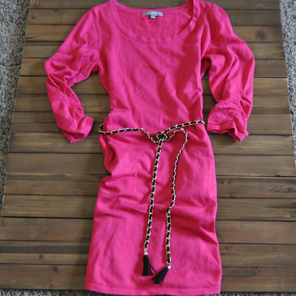 bright pink sweater dress